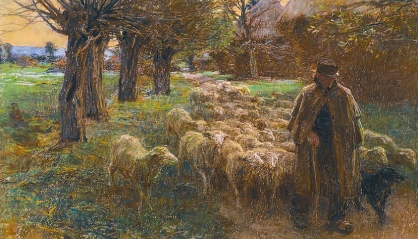 Recorte da obra: "Le berger" (1892), de Léon Augustin Lhermitte (1844-1925).