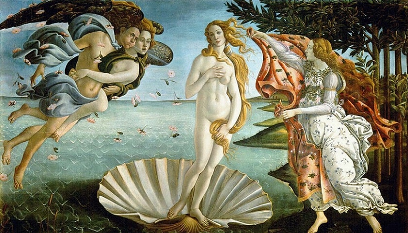 Imagem da pintura “O nascimento de Vênus” (1483), obra de Sandro Botticelli (1445 – 1510).