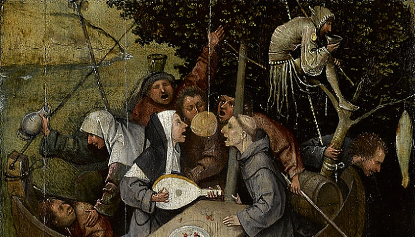 Obra: "O Navio dos Loucos" (1503-1504), por Hieronymus Bosch (1450 - 1516).