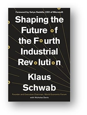 Capa da obra: "Shaping the Future of the Fourth Industrial Revolution", escrita por: Klaus Schwab, Nicholas Davis e Satya Nadella.