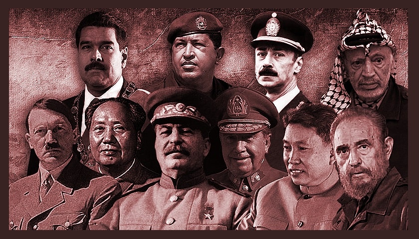 "Hitler, Mao, Fidel, Stalin, Pol Pot, Arafat, Pinochet, Videla, Franco, Chavéz e Maduro"