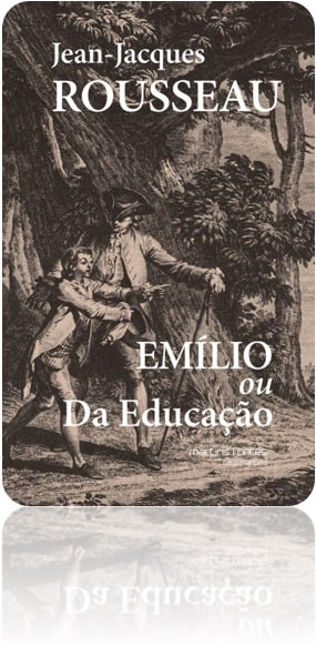 Capa da obra: "Emílio ou da Educação", escrita por: Jean-Jacques Rousseau.