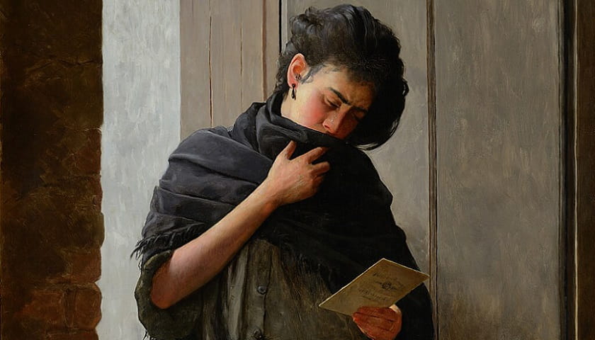 Recorte da obra: "Saudade"(1899), de Almeida Júnior (1850 – 1899).