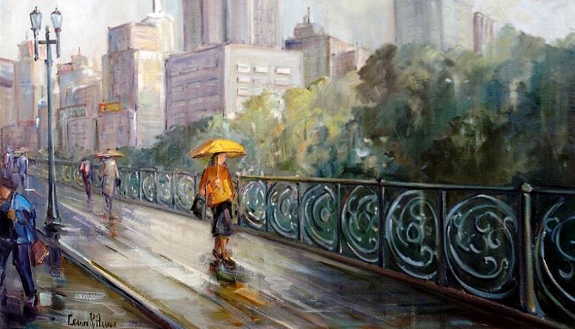 Obra: "Guarda-chuva na cidade de São Paulo", por Carmen Arruda.