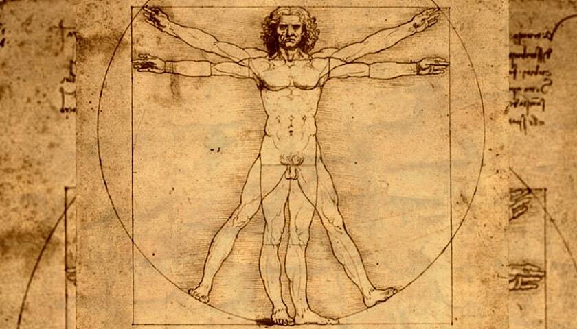 Desenho: "Homem Vitruviano", de Leonardo da Vinci (1452 - 1519).
