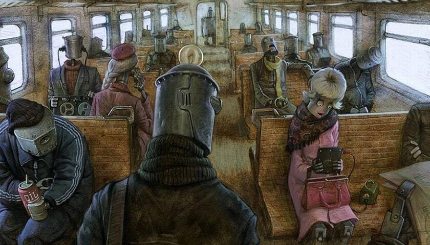 Recorte da obra: "We are the robots", criada pelo ilustrador russo Waldemar von Kazak.