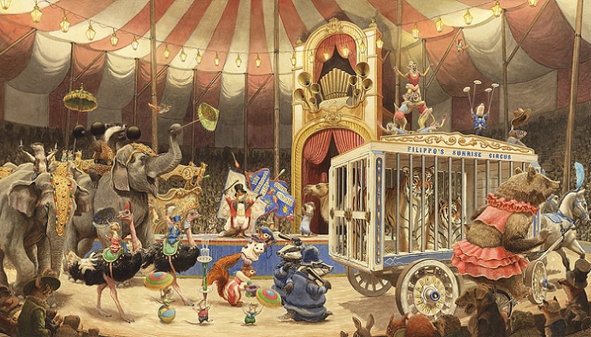 Circus Parade - 90 x 50cm Watercolour & Gouache.