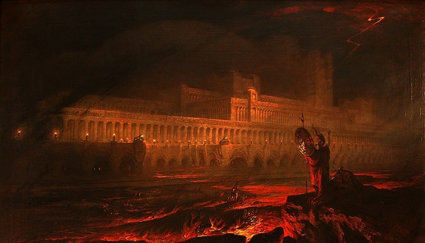 Recorte da obra: "Pandemonium", criada em 1825 pelo pintor inglês John Martin (1789 - 1854).