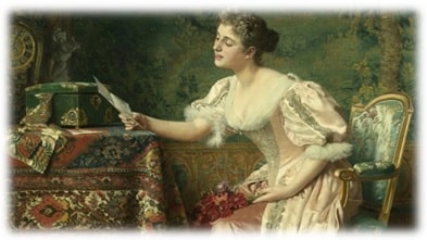 Recorte da obra: "The Letter", criada em 1896 pelo pintor polonês Władysław Czachórski (1850 - 1911).