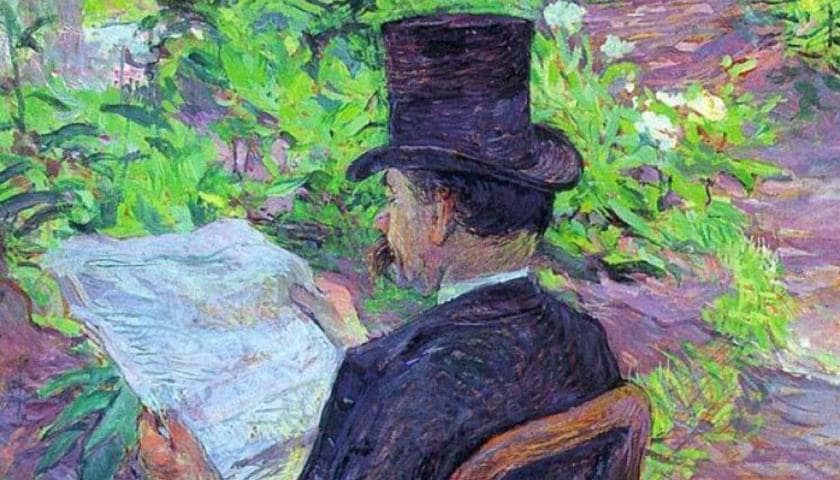 “Desire Dehau Reading a Newspaper in the Garden” (1890), do pintor francês Henri de Toulouse-Lautrec (1864 - 1901).