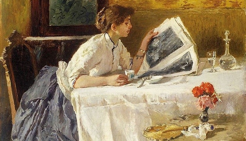 Obra: "Reading" (1873), de Francesco Netti (1832 - 1894).