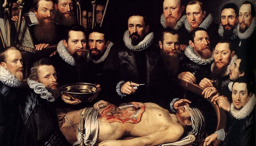 Obra: "Anatomy lesson of Dr. Willem" (1617), por Michiel Jansz van Mierevelt (1566 - 1641)