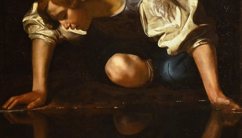 Obra: "Narcissus" (1597 – 1599), por Caravaggio (1571 - 1610).