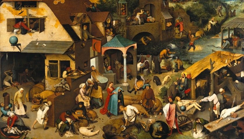 Obra "Provérbios Neerlandeses" (1559), por Pieter Bruegel (1525–1530 / 1569).