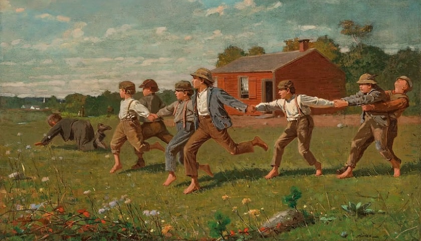 Obra "Snap the Whip" (1872), por Winslow Homer (1836 – 1910).