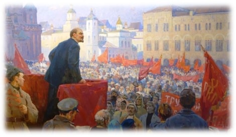 Obra: "Speech of Lenin on the Red Square" (1959), por Viktor Shatalin (1929 - 2003). Tamanho Pequeno.