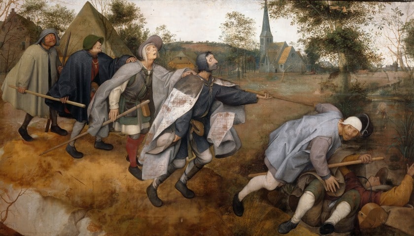 Obra: "The Blind Leading the Blind" (1568), de Pieter Bruegel the Elder (1525 ou 1530 - 1569)