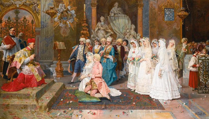 Obra: "O Casamento" (1885), por Giulio Rosati (1858 - 1917).