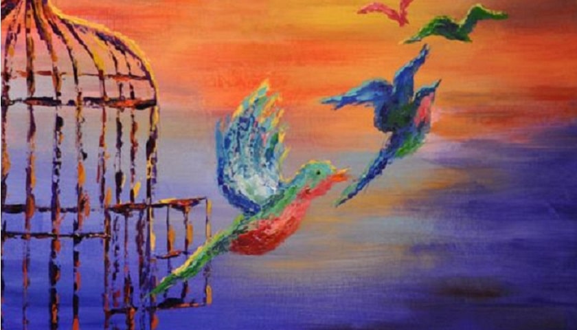 Obra: "Birds of freedom", por Rita Salazar Dickerson.