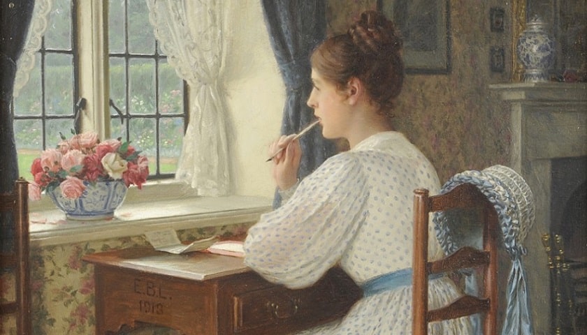 Obra: “The Letter” (1921), por Edmund Blair Leighton (1853 – 1922).