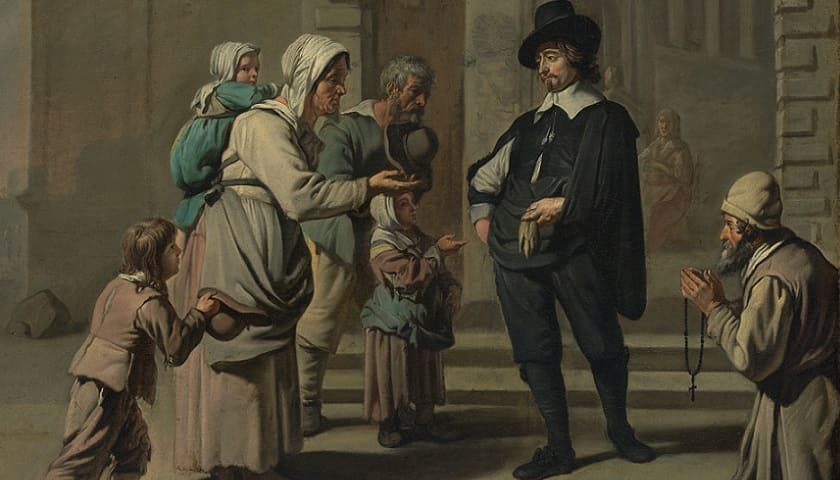 Obra: "Mendigos à porta", possivelmente do pintor Abraham Willemsens (1605 - 1672).
