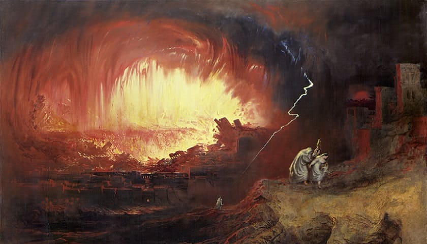 Obra “A destruição de Sodoma e Gomorra” (1852), por John Martin (1789 – 1854).