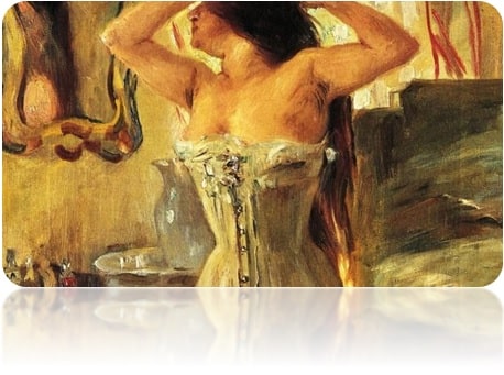 Obra: "Em um espartilho" (1910), por Lovis Corinth (1858 - 1925).