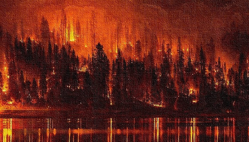Obra: "Forest Fire - Reflected H B", por Gert J Rheeders