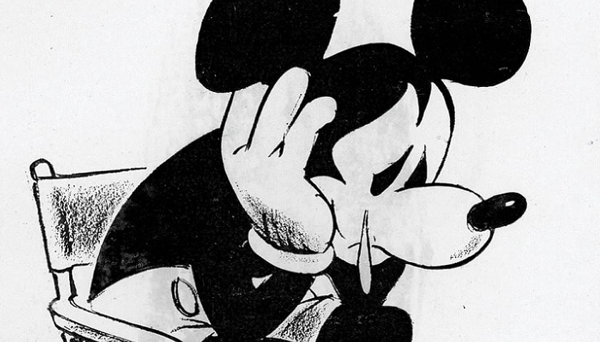 “Mickey lamentando a morte de seu criador” (1966), por Gene Basset (1927 – 2022).