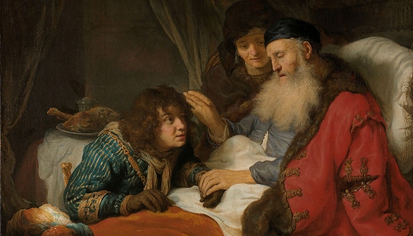 Obra: "Isaac abençoando Jacob" (1638), por Govert Flinck (1615 - 1660).