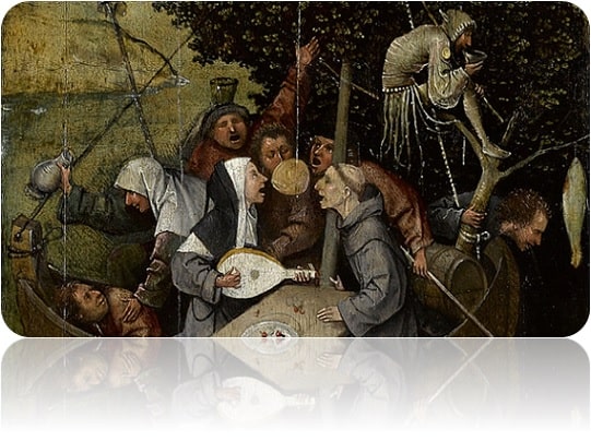Obra: "O Navio dos Loucos" (1503-1504), por Hieronymus Bosch (1450 - 1516). Tamanho Médio, com efeito 3D.