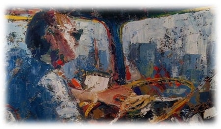 Bus Driver, New York City. Pintura a óleo. Imagem extraída do liivro: "Schroeder: A man and his art". Tamanho médio com cantos esfumaçados.