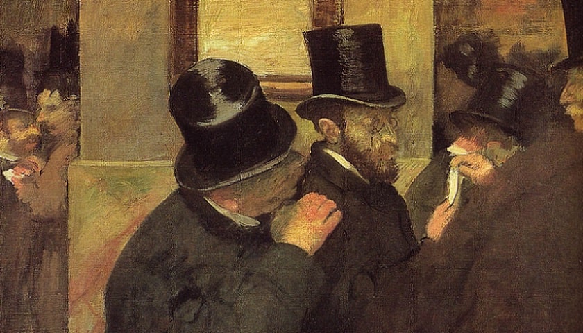 Obra: "The Stock Exchange" (1878 – 1879), por Edgar Degas (1834 - 1917).