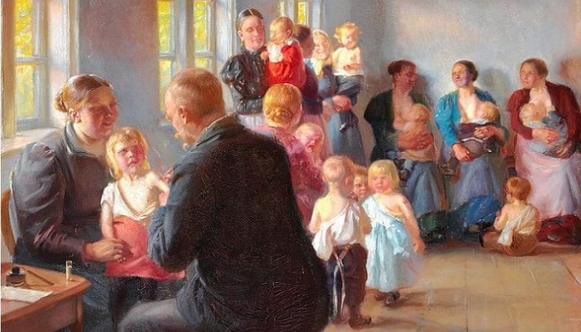 Obra: "A Vaccination" (1899), por Anna Ancher (1859 - 1935).