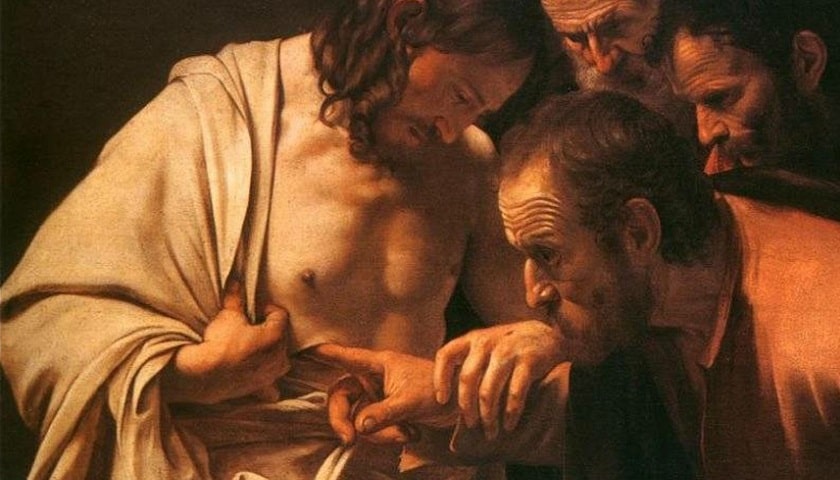 Obra: "A Incredulidade de São Tomé" (1601–1602), de Caravaggio (1571 - 1610).