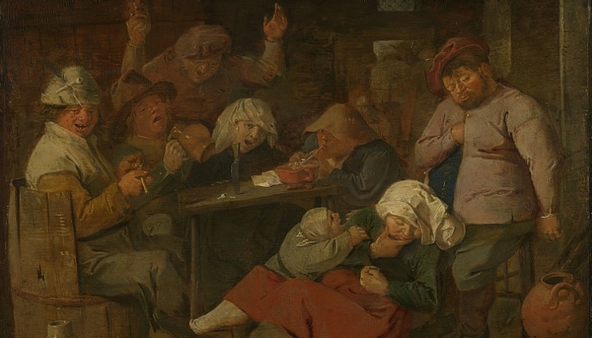 Obra: "Poor Folk Drinking in a Tavern" (1625 - 1630), por Adriaen Brouwer (1605 ou 1606 - 1638).