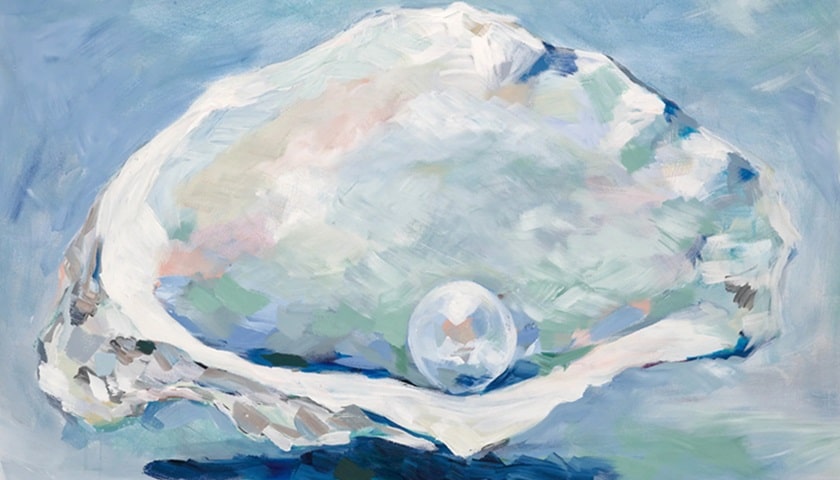 Obra: "Oyster and pearl", por Kim Hovell.