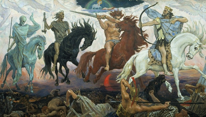 Obra: "Os Quatro Cavaleiros do Apocalipse" (1887), por Victor Mikhailovich Vasnetsov (1848 - 1926)