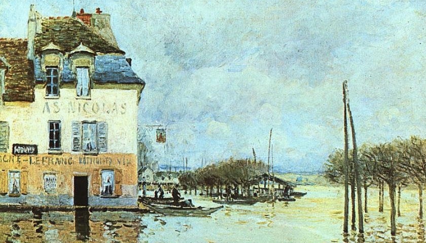 Obra: "Flood at Pont-Marley" (1876), por Alfred Sisley (1839 - 1899).