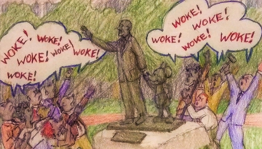 Disneyland Woke, Tearing Down the Past (2022). Desenho por Edwin Loftus.