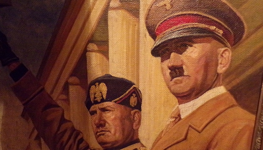 Pintura a óleo de Hitler & Mussolini.