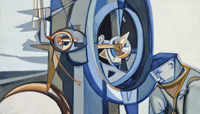 Obra: "Man and Machine XVI" (1955), por David Carr (1915 - 1968).