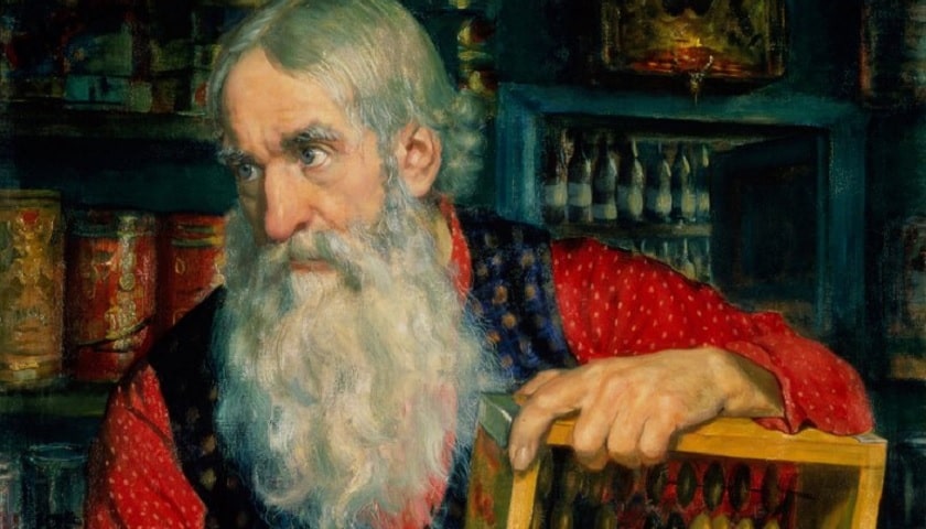 Obra: "O Comerciante", de Boris Mikhailovich Kustodiev (1878 - 1927).