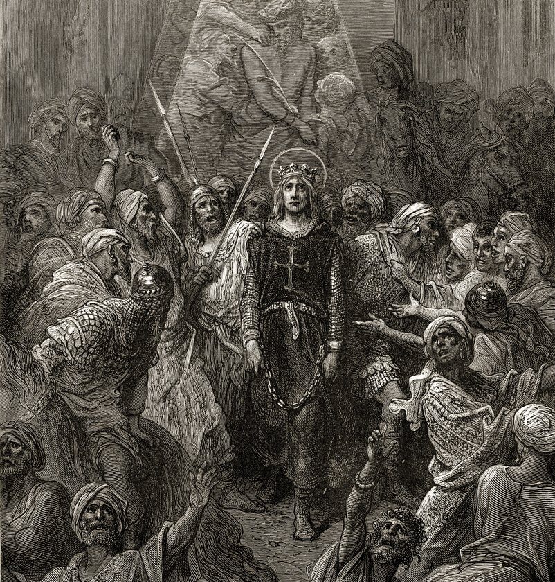 Obra: "Luís IX feito prisioneiro durante a Sétima Cruzada", por Paul Gustave Doré (1832 - 1883).