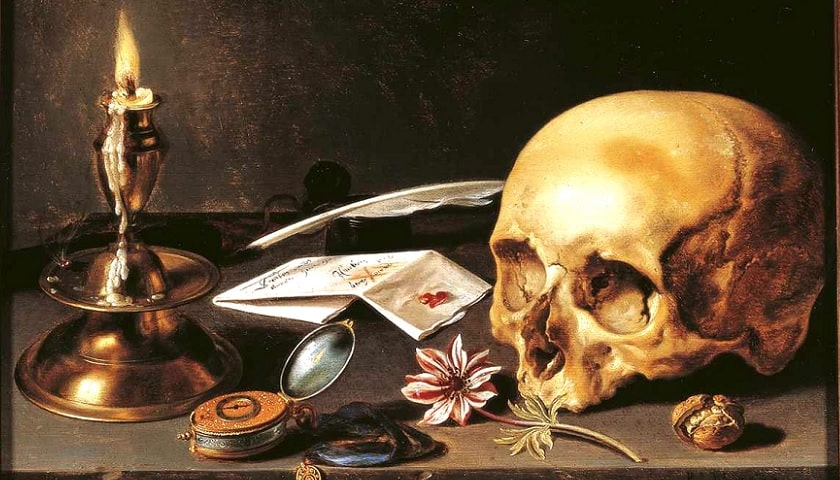 Obra: "Vanitas — still life" (1625), de Pieter Claesz (1597/1598 – 1660).