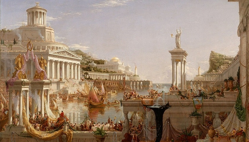 Obra: "The Consummation The Course of the Empire" (1836), de Thomas Cole (1801 – 1848).