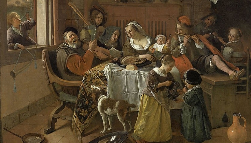 Obra: "The Happy Family" (1668), de Jan Steen (1626 - 1679).