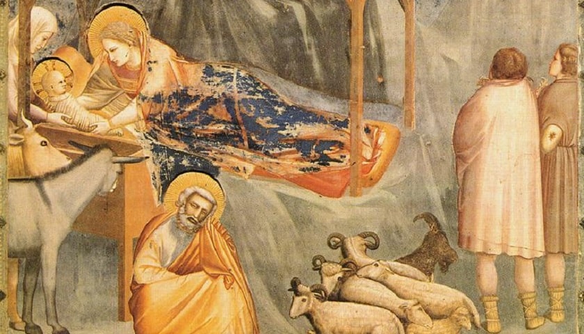 Recorte da obra: "Nascimento de Jesus" (1306), de Giotto di Bondone (1266–1337).