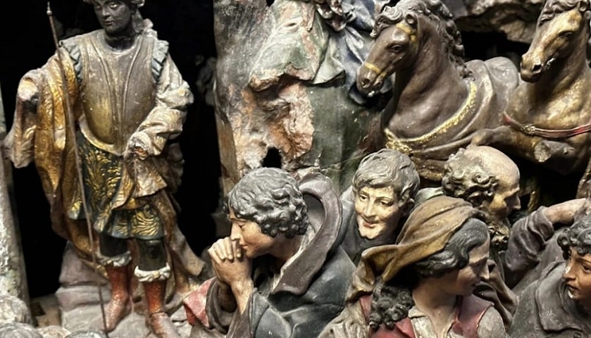 Recorte 03: Presépio da Capela de Nossa Senhora da Glória e São Gens, mais conhecida como Capela de Nossa Senhora do Monte, situada em Lisboa, Portugal. A obra data do século XVIII (meados do século de 1700) e é tradicionalmente atribuída ao célebre escultor barroco António Ferreira, um dos mais notáveis mestres portugueses na arte dos presépios.