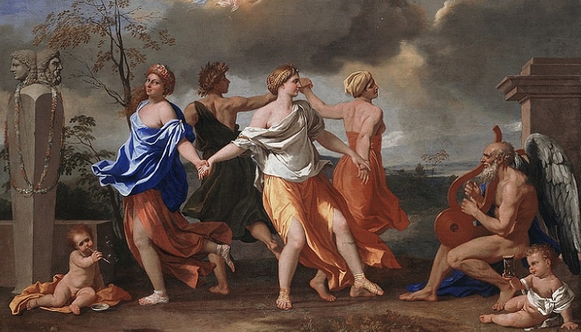 Recorte da obra: "Uma dança ao som da música do tempo" (1634 – 1636), de Nicolas Poussin (1594 - 1665).